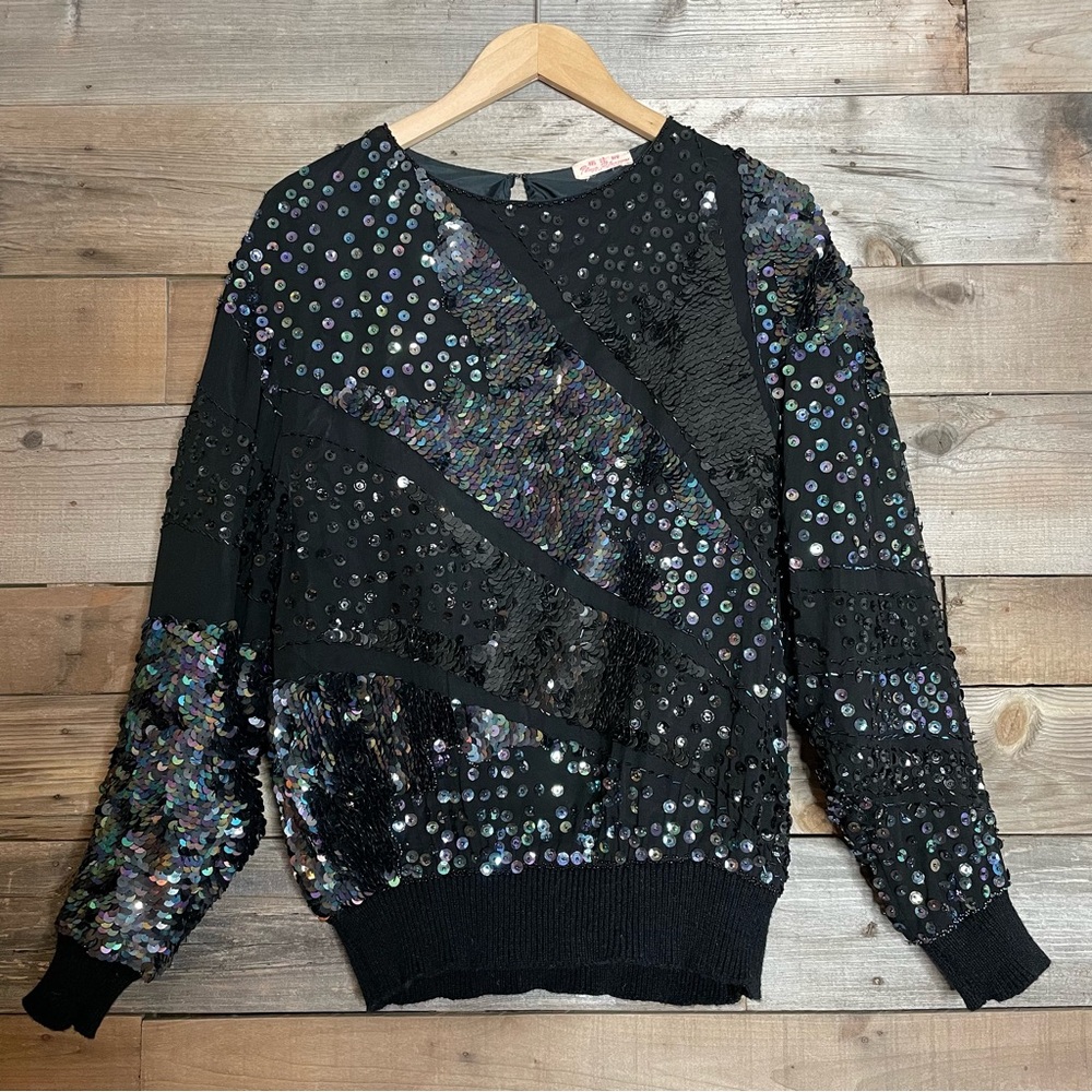 Vintage Plum Blossom sequin top